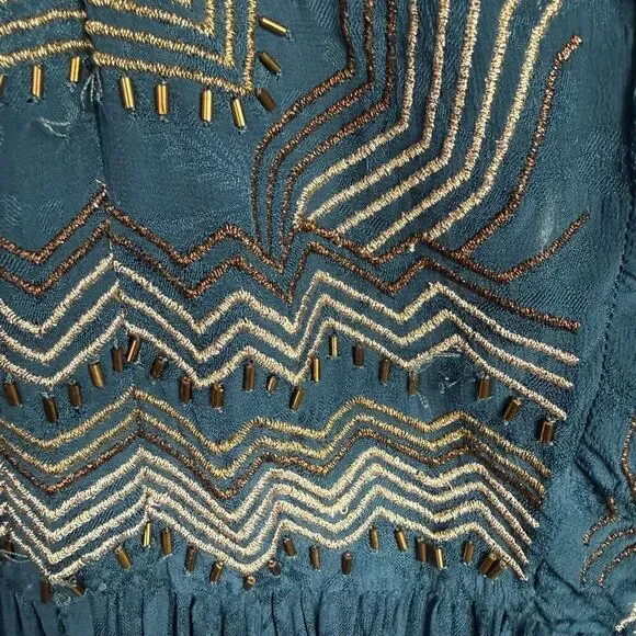 Anthropologie Meadow Rue Beaded Embroidered V Neck Dress Size 14  B - Picture 7 of 9